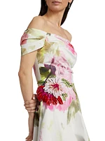 Floral Off-the-Shoulder Cocktail Dress