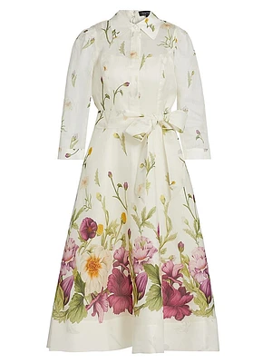 Floral Button-Front Cocktail Dress