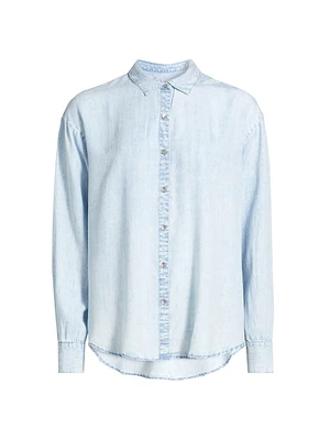 Denim Oversized Button-Front Shirt