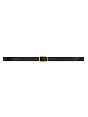 Frame Thin Belt Crocodile-Embossed Leather