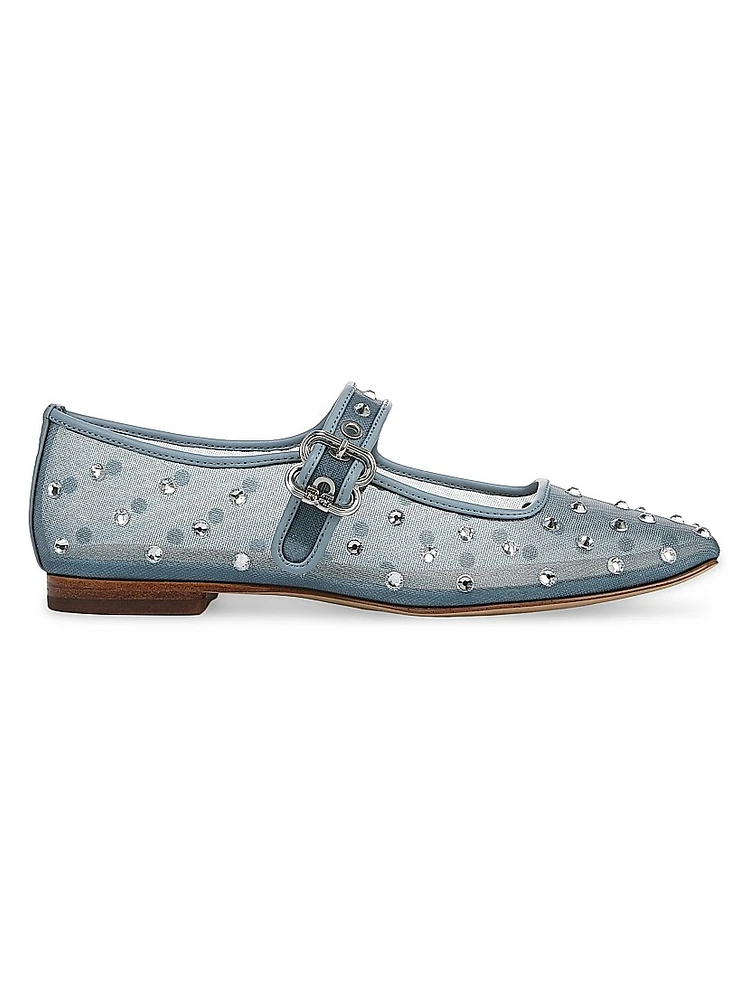 Michaela Rhinestone Embellished Mesh Mary Janes