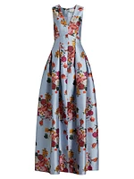 Brooke Floral Pleated Mikado Gown