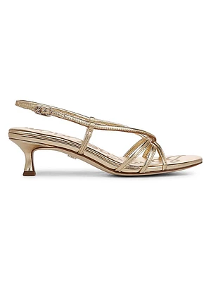Cressa 45MM Metallic Leather Strappy Slingbacks