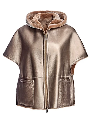 Lamb Shearling Zipper Cape