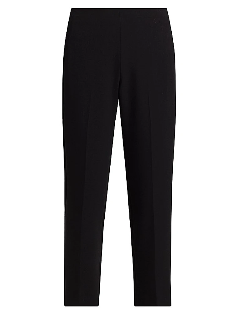 Crepe Velvet-Trim Pants