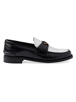 Two-Tone Brushed Leather Loafers