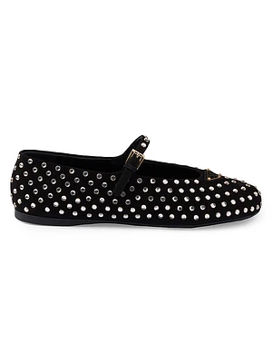 Suede Ballerinas with Crystals
