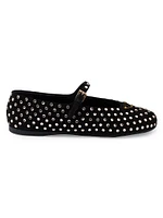 Suede Ballerinas with Crystals
