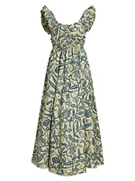 Ibukun Botanic Print Cotton A-line Maxi Dress