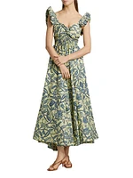 Ibukun Botanic Print Cotton A-line Maxi Dress