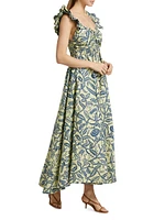 Ibukun Botanic Print Cotton A-line Maxi Dress