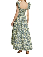 Ibukun Botanic Print Cotton A-line Maxi Dress