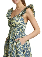 Ibukun Botanic Print Cotton A-line Maxi Dress