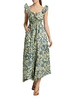Ibukun Botanic Print Cotton A-line Maxi Dress