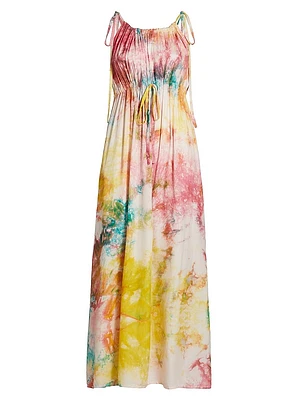 Eri Tie-Dye Drawstring Waist Maxi Dress