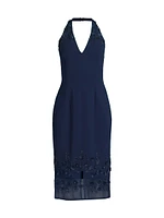 Beaded Halter Midi-Dress