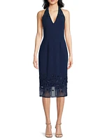 Beaded Halter Midi-Dress