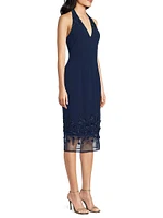 Beaded Halter Midi-Dress
