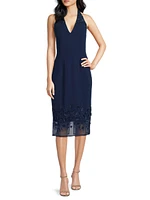 Beaded Halter Midi-Dress
