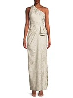 Jacquard One-Shoulder Column Gown