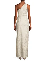 Jacquard One-Shoulder Column Gown