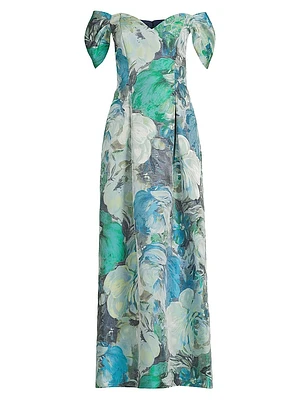 Floral Jacquard Gown