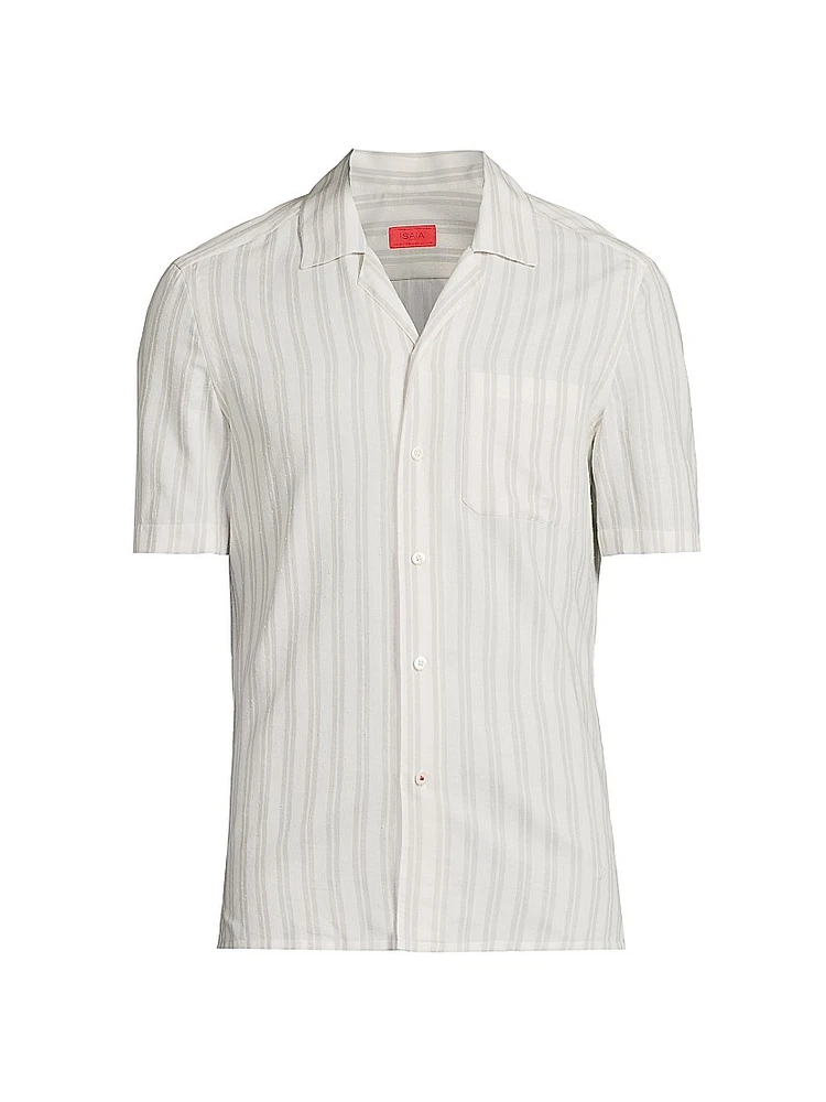 Striped Cotton-Silk Camp Shirt
