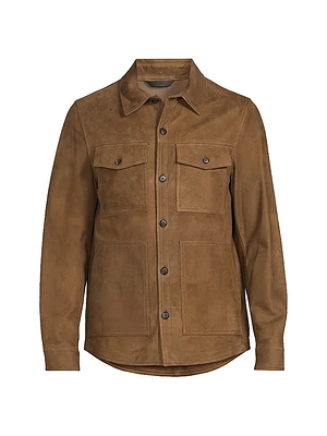 Suede Button-Front Overshirt