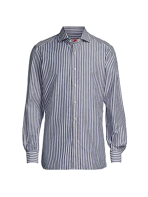 Striped Cotton-Linen Button-Up Shirt