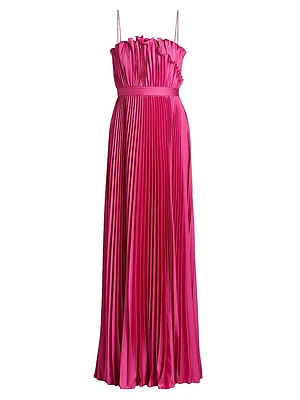 Arora Plissé Satin Sleeveless Gown