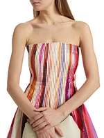 Gina Printed Pintuck Linen-Blend Strapless Minidress