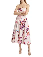 Michele Pleated Floral Midi-Dress