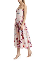 Michele Pleated Floral Midi-Dress