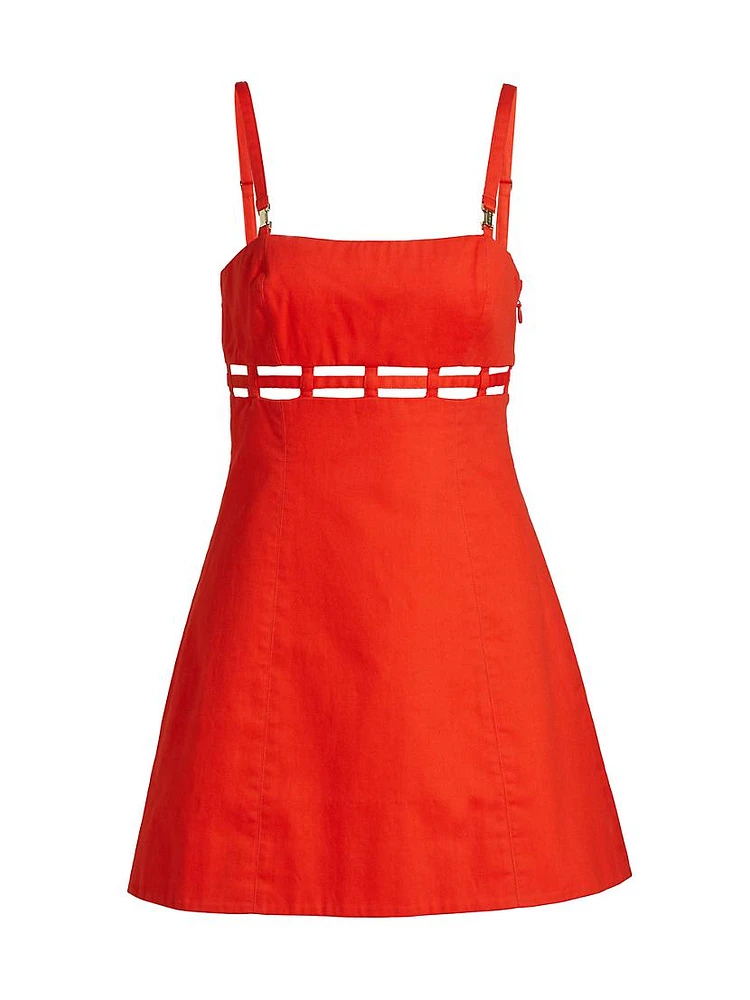 Rei Cut-Out Cotton Twill Minidress