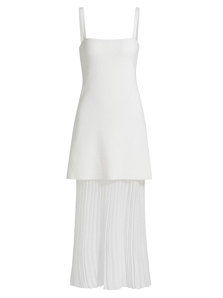 Vienna Mixed-Media Midi-Dress