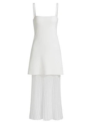 Vienna Mixed-Media Midi-Dress