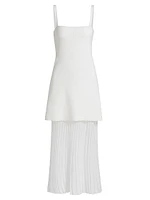 Vienna Mixed-Media Midi-Dress