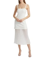Vienna Mixed-Media Midi-Dress