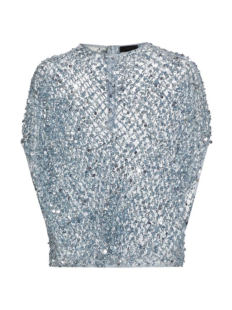Sequined Net Mesh Cape Top