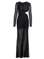 Mesh Asymmetric Cut-Out Gown