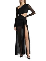 Mesh Asymmetric Cut-Out Gown