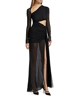 Mesh Asymmetric Cut-Out Gown