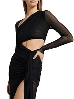 Mesh Asymmetric Cut-Out Gown