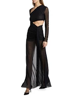 Mesh Asymmetric Cut-Out Gown