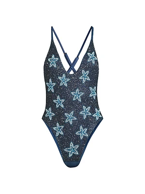 Starfish Embroidered One-Piece Swimsuit