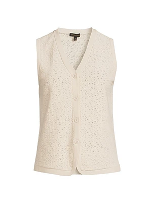 The Matthews Perforated V-Neck Sleeveless Sweater