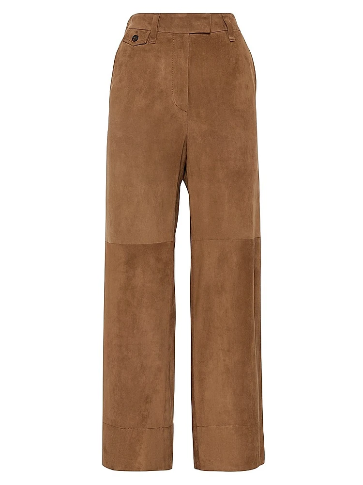 Suede Cropped Chino Trousers
