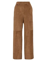 Suede Cropped Chino Trousers