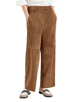 Suede Cropped Chino Trousers