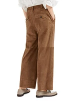 Suede Cropped Chino Trousers